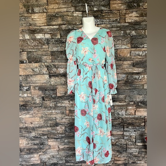 GB Girls Blue and Red Sundress with Bishop Sleeves - Picture 2 of 14